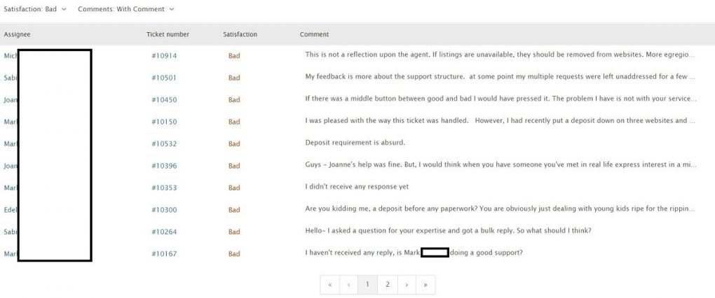 EF Zendesk Unsatisfied Comments