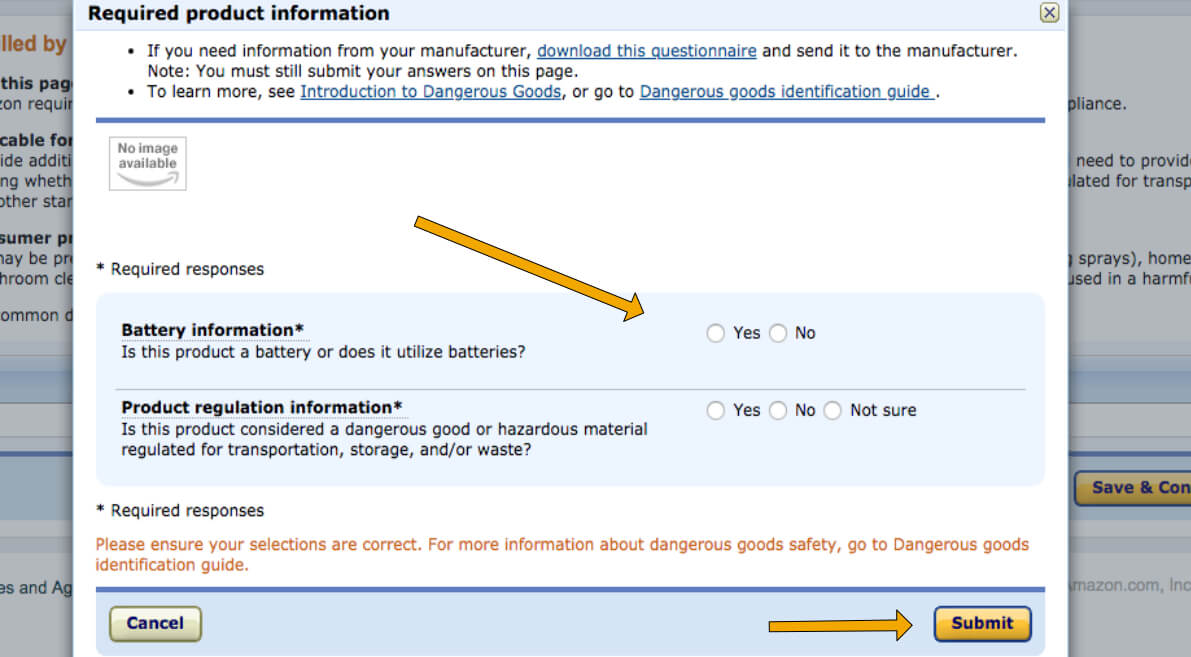 Amazon FBA required information